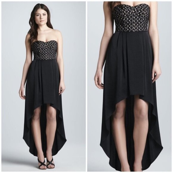 BCBGMaxAzria Tess Black Strapless Bustier High-Low Dress Size 10 - Picture 1 of 10